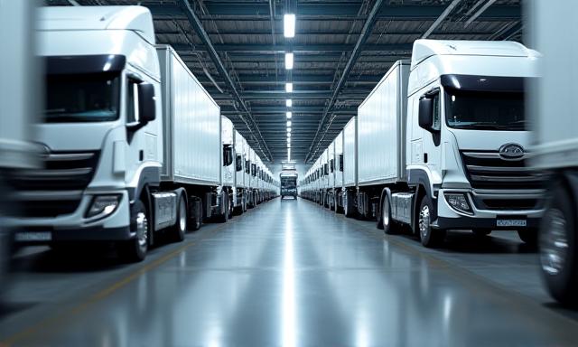 ONESE GLOBAL SUPPLY CHAIN LLC maintenance facility with heavy logistics trucks