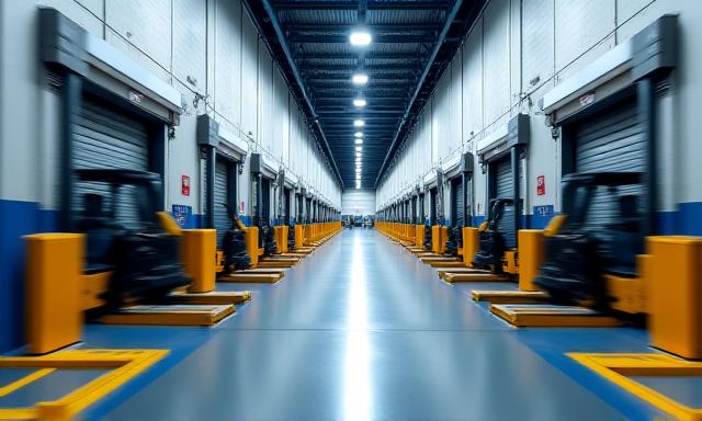 Active cross-docking warehouse facility with multiple loading bays